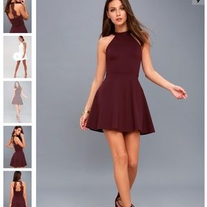 Lulu’s Hometown Girl Plum Purple Lace Skater Dress